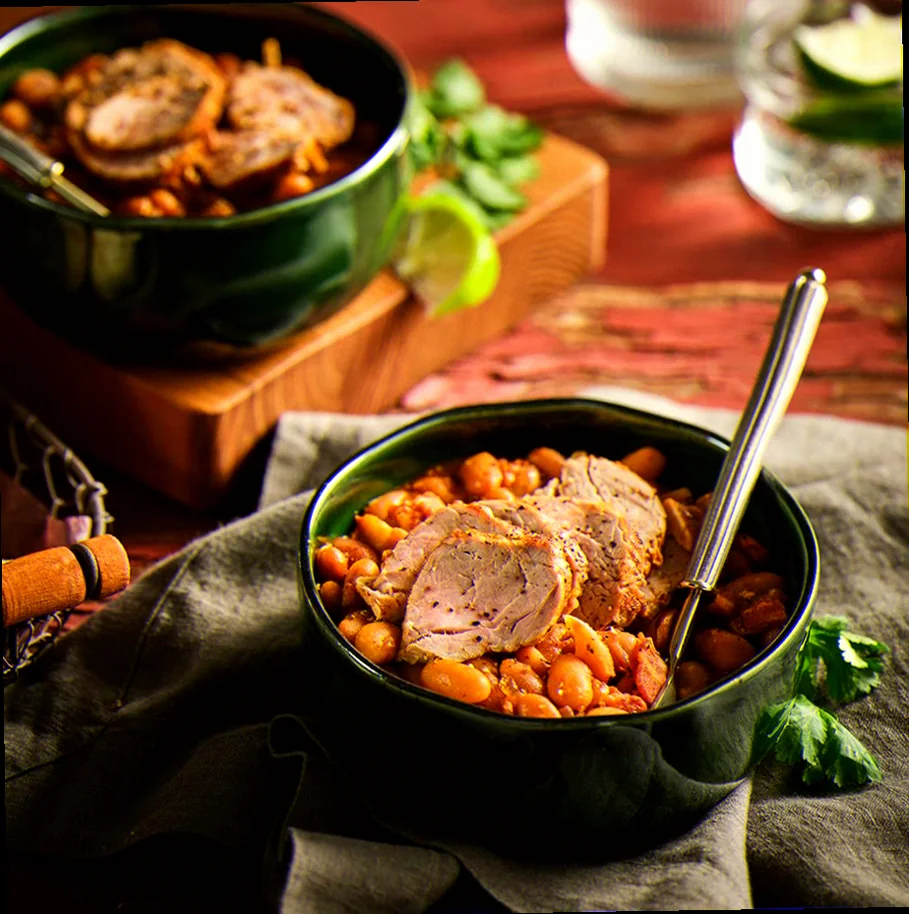 Pork with pork and beans recipe